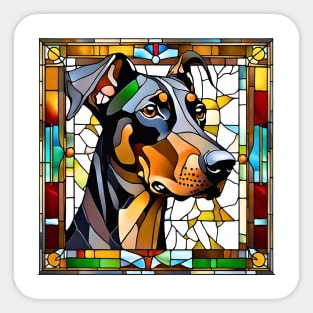 Stained Glass Doberman Pinscher Sticker